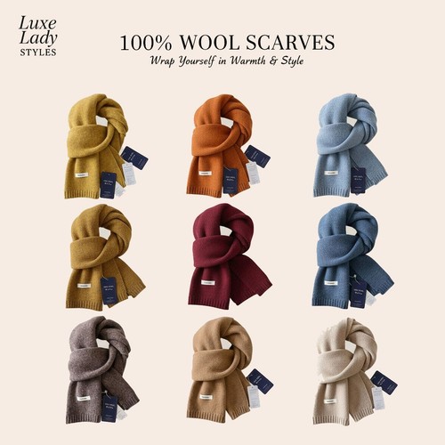Wool scarf knitted neck warmer - wool,