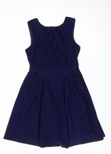 Warehouse Womens Blue UK 10 Fit & Flare Sleeveless Knee Length Dress