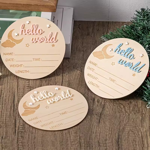 Wooden baby announcement - wooden,
