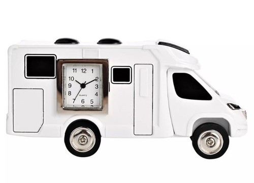 Miniature clock white camper - miniature,