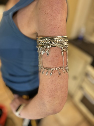 Silver tone arm cuff upper - arm,