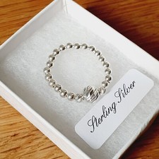 Sterling Silver Disco Stretch Beaded Ring (Sparkly) - All Sizes, Stack Ring 