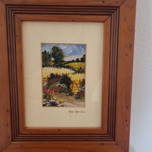Embroidered landscapes framed - embroidered,