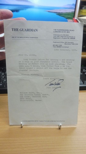 John arlott signed letter 1981 - letter,