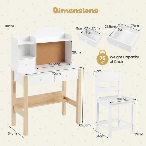 Study desk set wooden - study,