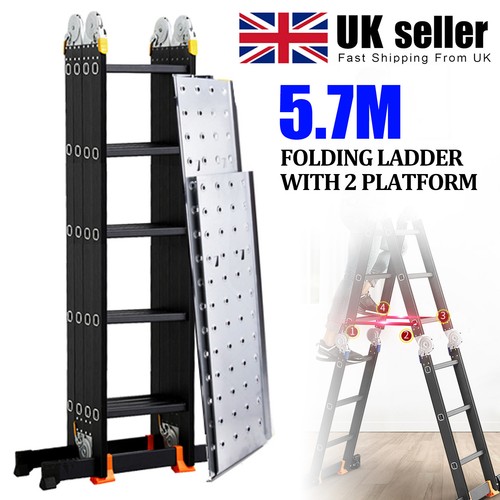 Aluminium folding ladder - aluminium,
