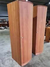 Pair 2 bow front slim wardrobes shelves hanging rail