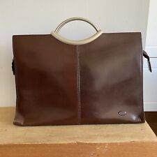 Vintage 90’s “Luigi Made In Italy” Brown Leather Handbag Metal Handles Crossbody