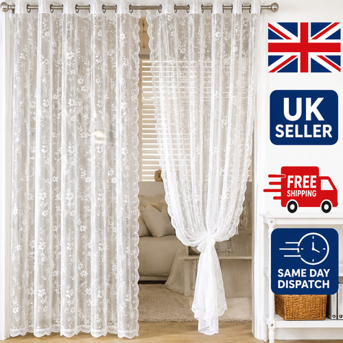 1pc lace sheer curtains eyelet - 1pc,
