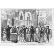 PHILADELPHIA Soda Fountain at the Exhibition - Antique Print 1876