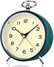 Analogue Alarm Clock, Non Ticking, Night Light, Retro Alarm Clock with Snooze