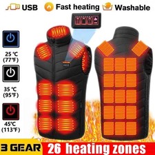 Unisex USB Electric Heated Vest Jacket 26 Zone Warm Up Heating Cloth Body Warmer