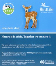 RSPB Pin Badge Bird Life International NIIC Roe Deer Doe P03218