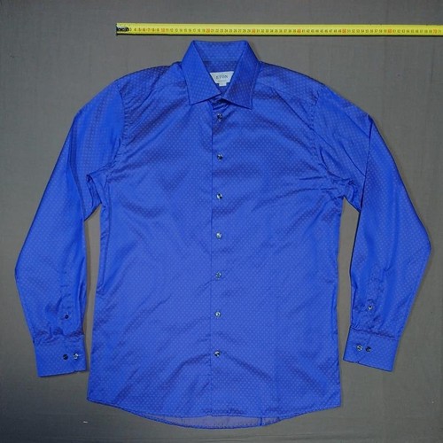 Men eton shirt navy - navy, cotton