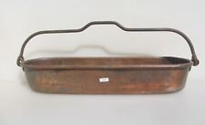 Antique Copper Pan Fish Kettle Poacher Trough Tub Old Iron Handle Pot 23"L