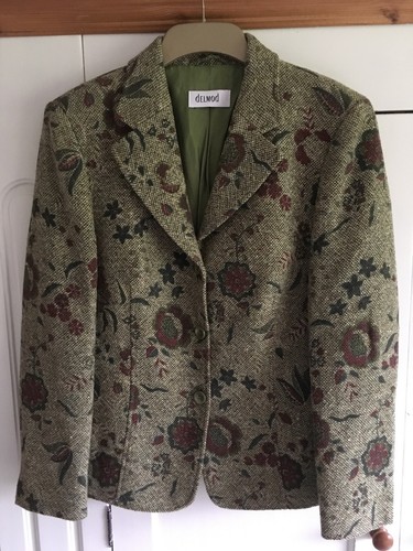 Green floral tweed - tweed, jacket
