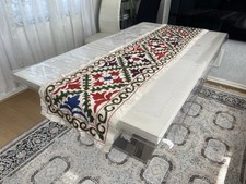 Antique Vintage  Uzbek Embroidery Suzani Table Cloth Throw 192x47 cm