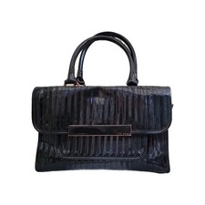 Vintage Ted Baker “MARDUN” black pvc ribbed quilted bag, glossy finish Handbag 