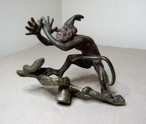 Antique bronze rude devil and - bronze,
