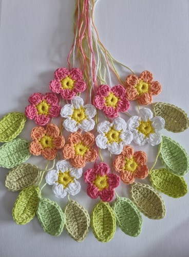 Crochet flower appliques - crochet, coral