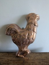 Vintage Copper Tin Lined Rooster Mold Wall Decor Hanging Chicken Farmhouse Vgc 