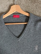 Pringle Sport Men Grey 100% lambs wool jumper sweater Large