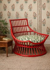 Vintage Bamboo Chair, Red