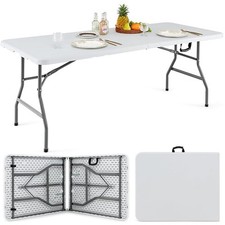 Costway Plastic Folding Dining Table with Metal Legs