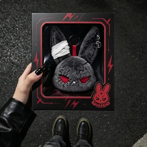 Gothic bunny plush keychain - gothic,