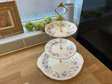 Colclough Rhapsody In Blue Three Tier Cake Stand