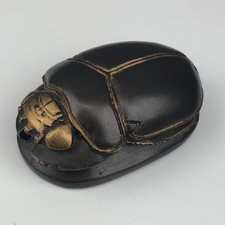 Vintage Souvenir Scarab Metallic Egyptian Hieroglyphics Bronze Tone
