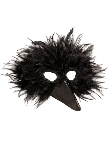 Black feather raven bird mask - feather,
