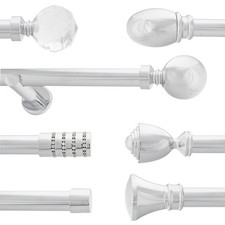 Chrome Metal Curtain Pole Set