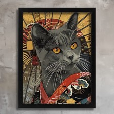 Japanese Kimono Cat Wall Art
