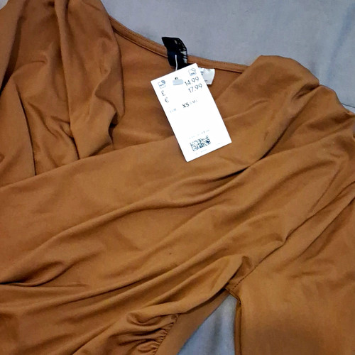Zara brown ruched - ruched, v-neck