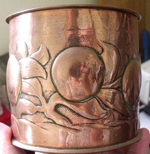 NEWLYN Arts & Crafts Copper Caddy  Tobacco/Tea 4 x 4.5"
