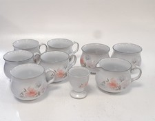 Denby Sweet Pea England Tea Cops Creamer Bundle with Floral Pattern - 9 Pieces