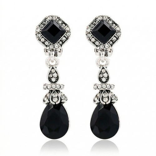 Clip earrings vintage black - clip,