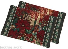 PLACE MATS CHRISTMAS CANDLE TAPESTRY DECORATIVE FLORAL GREEN RED GOLD PARTY XMAS