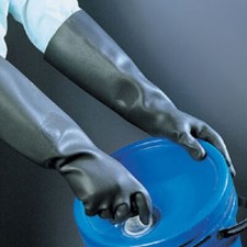 Heavy Duty Gloves - Rubber Black Gauntlet Natural Latex BK 39-18 Size 9, 450mm