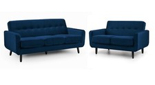 Blue Velvet Sofas - 3+2 Seaters & Chairs. Compact Range Free Next Day Available