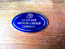 ALAN DAY MERCEDES & ALFA ROMEO DEALER, ENAMEL DASHBOARD BADGE, LONDON, SL, GTV