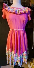 Vintage Chez Bea miami florida square dance dress uk 12 Rock N Roll Americana