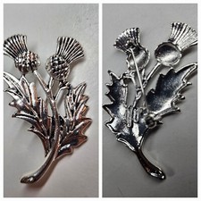 Scottish Thistle Metal BROOCH Pin buttonhole. Wedding funeral etc 5.5cms