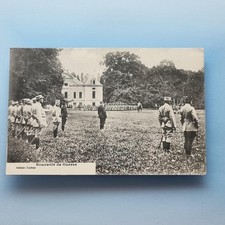 WW1 France Postcard C1918 Troops Parade Old Chateau