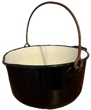 Large Vintage Black Enamel Cooking Pot Some Damage Heavy Prop Display