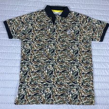 Billionaire Boys Club Mens Brigade Green Astronaut Camo Polo Shirt sz M NWOT