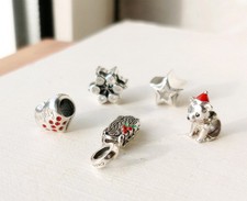 Ladies Chamilia Set Of 5 Christmas 925 Silver/Gemstone/Enamel Charms Boxed