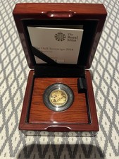 2018 Proof Half Gold Sovereign Elizabeth The II boxed 22ct Gold 1/2500
