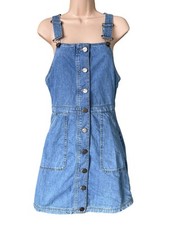 COOPERATIVE @ URBAN OUTFITTERS blue denim dungaree pinafore dress size S 10 
